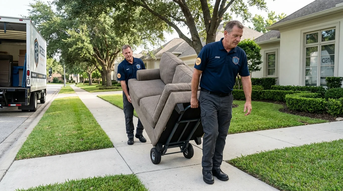 Local residential moving crew loading furniture in Ashburnham, MA